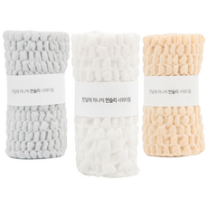 먼슬리 한달에 하나씩 스크럽 볼륨 샤워타월, 화이트 + 버터베이지 + 민트그레이, 3개입, 1세트
