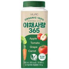 비락 유기농 100% 야채사랑 365, 190ml, 5개