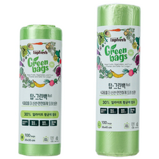 탑.그린백-롤 (대형 중형) - 과일 채소 신선유지/항균/항취 일라이트 항균제 30% 함유 고기능성 비닐, 혼합, 2개, 100개