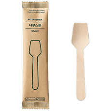 95mm 개별포장 나무 일회용스푼 카페소품 젤라또 아이스크림 일회용수저, 1세트, 100개입