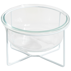 스펜서 반려동물 유리 밥그릇 + 와이어 세트 대형, 화이트, 1개