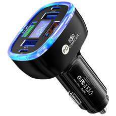 체리스팟 차량용 네온 6포트 시가잭 LED 6구 고속 충전기, 1개