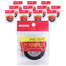 오공 PVC 전기절연 테이프 19mm x 10m, 12개