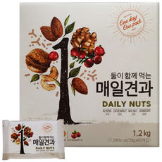 대봉식품 둘이 함께 먹는 매일 견과, 20g, 60개