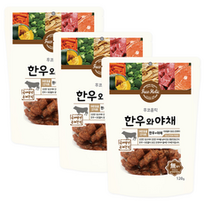 후코홀릭 강아지 간식, 한우 + 야채 혼합맛, 120g, 3개