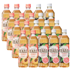웅진 티즐 제로 피치우롱티 500ml+자몽 블랙티 500ml 2종 혼합구성 총 20개 음료, 500ml