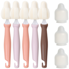 hibee 奶瓶奶嘴清洗刷 5入+防塵蓋 3入, 1組, Warm Sunshine