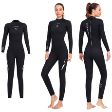 DIVE&SAIL 여성용 다이빙슈트 3mm 서핑슈트 수영 웻수트 잠수복, 블랙