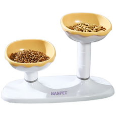 Nanpet 寵物高度可調式雙孔餐碗, 黃色, 1個