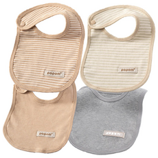 감성팩토리 무형광 면 사각 오가닉 아기턱받이 4종 1세트