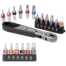 19P 미니라쳇 렌치세트 컬러비트 라쳇렌치 비트세트, 1세트