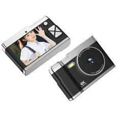 ANYOU 디지털 카메라 4K 영상 고화질 셀카 소형카메라 64GB 메모리 카드, 블랙, 블랙