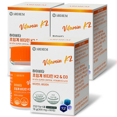 아르디엠 하이비타 초임계 비타민 K2&D3 메나퀴논 MK7 300mg, 3개, 60정