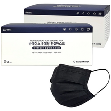 비에이스 특대형마스크 100매, 50개입, 2개, 특대형 블랙
