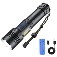 Keebright 초강력 LED 손전등 충전식 비상 휴대용 5000mAh 대용량, 1개