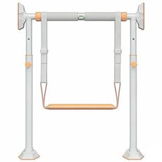 문틀철봉 장축 프리미엄 3중 미끄럼방지 턱걸이+서포트밴드 세트 무타공 설치 가정용 홈트레이닝, 흰색