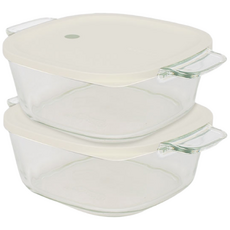 (1+1)글라스락 스팀용기1250ml+1250ml-총2개 렌지쿡 전자렌지용기 탕 찌개용 라면기 내열강화유리 유리그릇 유리용기, 2개