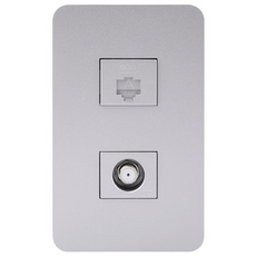 CHEIL ELECTRIC The Art 嵌入式插座蓋 銀色 8P 1孔 CATV 2路串聯, 1個