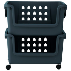 이동식 바퀴포함 바스켓 80L, 네이비, 2개