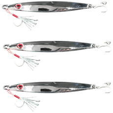아연 합금 슈퍼 크롬 메탈 지그 10g~120g 삼치 농어 갈치 부시리, 3개, 60g, 슈퍼크롬