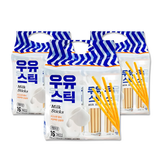 우유 스틱 과자, 256g, 3개