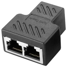 CAT5 / CAT6 Y형 RJ45 커플러 랜연장 1 대 2 어댑터 블랙, 2개, RJ45/8P8C
