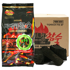 바베큐 참숯 1kg 1박스(12EA/착화제 중량 포함) 숯 차콜 구이용숯 캠핑숯 바베큐용숯 바베큐용 차콜 봉지숯, 12개