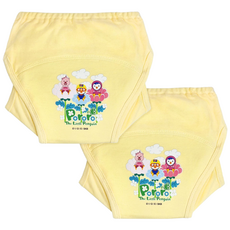 뽀로로 유아 샘방지 순면 배변 훈련 팬티 2P, 2개, 옐로우