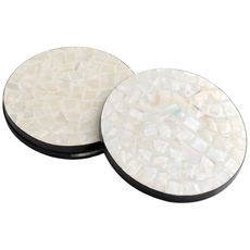 가든랩 수제 자개 코스터, 2개, 화이트