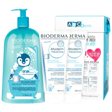 BIODERMA AbcDerm 兒童凝膠洗面乳 1L+護理面霜 200ml 2入, 1組