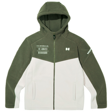 로켓그로스_험머 H1 남성 그래픽 로고 보아 플리스 본딩 후드 자켓 카키