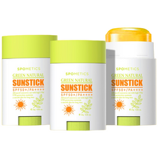 스포메틱스 그린 네츄럴 투명 선스틱 23gx3 [SPF50+/PA++++], 23g, 3개