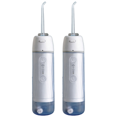 [치과공식판매] 원웨이 워터 에어 픽 구강세정기 접이식 무선 휴대용 여행용 1+1 2개, 화이트, 워터에어픽