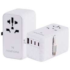 나우홈 USB 5포트 PD PPS 85W 여행용 멀티탭 에브리웨어 + 파우치 세트, 스노우 화이트, 1세트