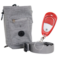 DING DONG PET 犬用零食牽引繩收納袋+訓練器組, 灰色(外出袋)+紅色(答題器), 1組