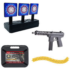 토이즈데이 알로이 메탈 모델 건 + 스마트 타켓 6mm 안전한 소프트탄 발사 소총 권총 장난감 총, TEC-9, 1개