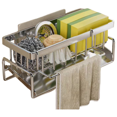 소소무역 올스텐 SUS304 자동 물빠짐 수세미 거치대 일반걸이형, 실버, 1개