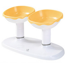 DING DONG PET 寵物Cream Dolce Highline雙碗餐具, 1個, 黃色