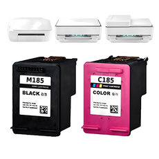 우리네 삼성 프린터 잉크 SL-J1780W 호환, 2개, M185 C185 검정 컬러 대용량 잉크 세트