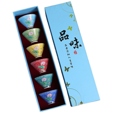 레트로 플라워 다기 찻잔 6p세트70ml 연꽃 사케잔, 상세 참조, 1개