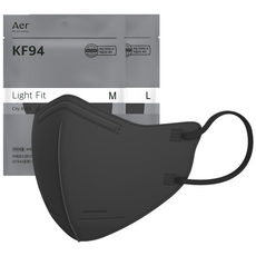 아에르 스탠다드 라이트핏 보건용 마스크 대형 KF94, 1개입, 50개, 시티 블랙