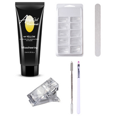 esthe HauteZen 溫度熱反應Poly Gel延甲人工指甲材料組 黃色, 5種, 1套