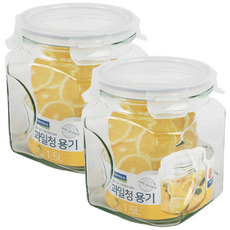 글라스락 사각 저장병, 2개, 1.5L