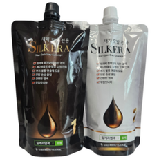 실케라 리페어 케어 염색약 1제+2제세트 450ml 피부에 묻지않는 새치용 대용량, 100개, 내추럴 블랙