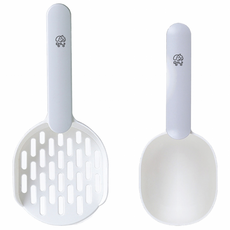 Meongyang 現代設計貓砂鏟 + 飼料勺, 灰色+白色, 1個