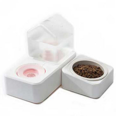 卡諾 2公升寵物半自動雙用飲水餵食器, 白色 + 粉紅色, 1套