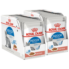 로얄캐닌 어덜트 고양이 그레이비 인도어 습식 파우치 사료, 닭+돼지, 85g, 24개