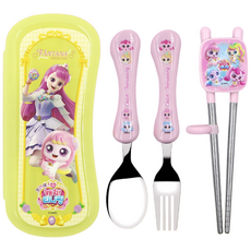 르번 프린세스 캐치티니핑 올인원 교정 젓가락 풀세트, 아름핑, 스푼 + 포크 + 젓가락 + 케이스, 1세트