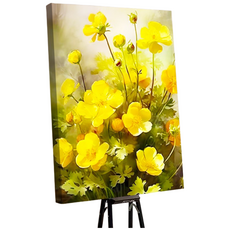 votgl 보석십자수 캔버스형 DIY 액자형 풍경 인물 꽃식물50x40cm, 011꽃, 1개