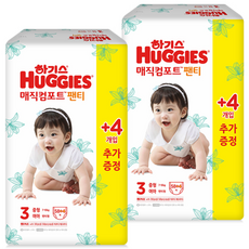 2021 신형 하기스 여아용 매직팬티 컴포트 팬티형 기저귀, 124매, 3단계